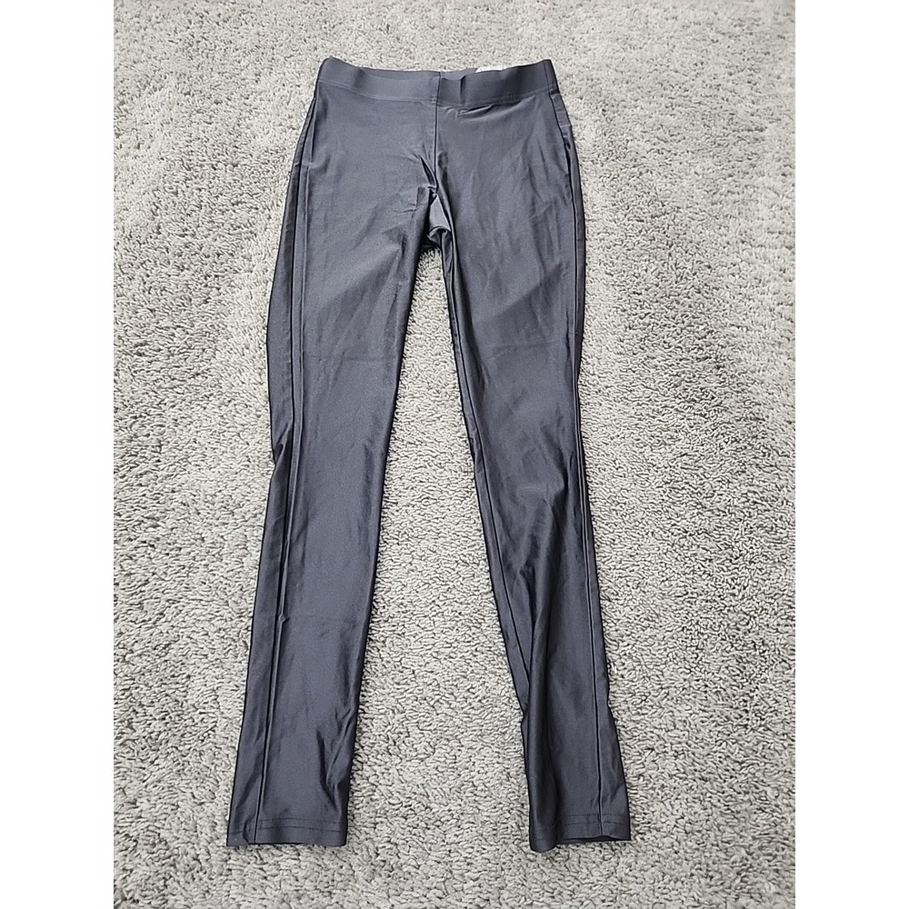 Stradivarius Leggings Womens S Shiny Metallic Gray Pull On Ankle Casual Party